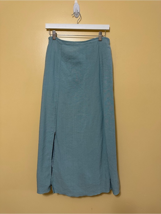 J. Jill Dresses & Skirts - J. Jill Linen Blend Lined A-line Multi-slit MIDI Skirt Women M Dusty Aqua